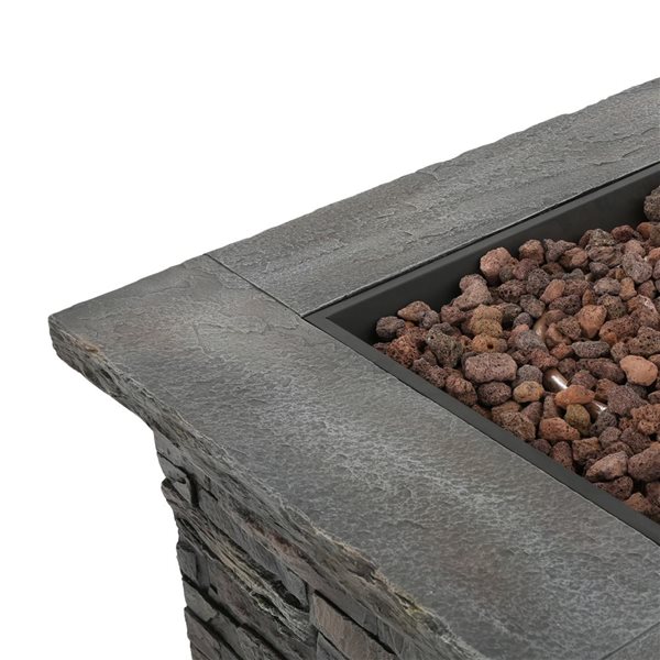 Cape Crack 33-in Liquid propane Stone Grey Concrete Square Fire pit - 40000 BTUs