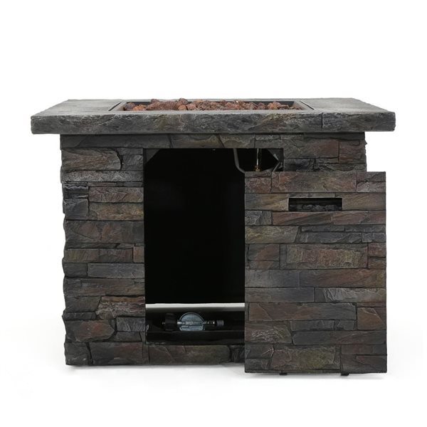 Cape Crack 33-in Liquid propane Stone Grey Concrete Square Fire pit - 40000 BTUs