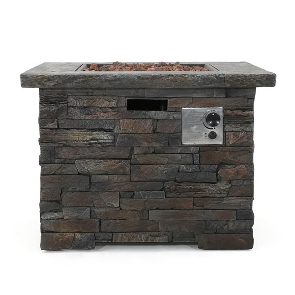 Cape Crack 33-in Liquid propane Stone Grey Concrete Square Fire pit - 40000 BTUs