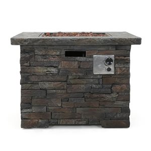 Cape Crack 33-in Liquid propane Stone Grey Concrete Square Fire pit - 40000 BTUs