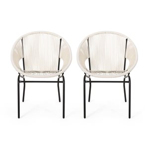 Cape Crack Nusa White Rattan Contemporary Chairs - Set of 2