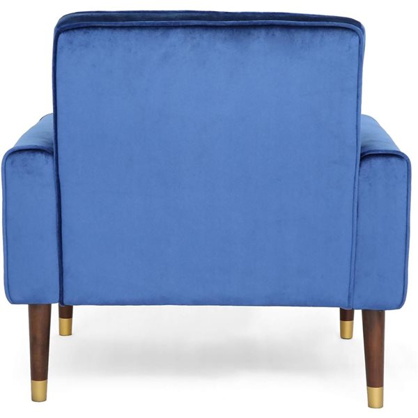 Cape Crack Blue Wood Contemporary Mirod Comfy Arm Chair with Tufted Back