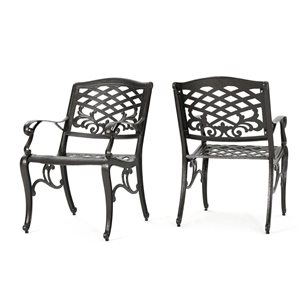 Cape Crack Bronze Metal Traditional Phoenix Arm Chairs - Set of 2