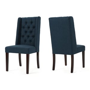 Cape Crack Wood Frame Navy Blue Polyester Casual Contemporary/Modern Dining Side Chairs - Set of 2