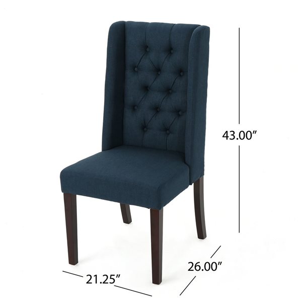 Cape Crack Wood Frame Navy Blue Polyester Casual Contemporary/Modern Dining Side Chairs - Set of 2