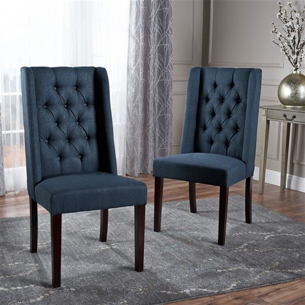 Cape Crack Wood Frame Navy Blue Polyester Casual Contemporary/Modern Dining Side Chairs - Set of 2