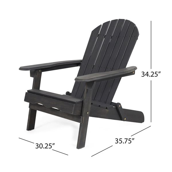 Cape Crack Malibu Dark Grey Wood Traditional Adirondack Chair