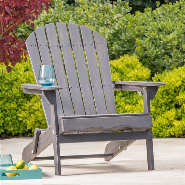 Cape Crack Malibu Dark Grey Wood Traditional Adirondack Chair