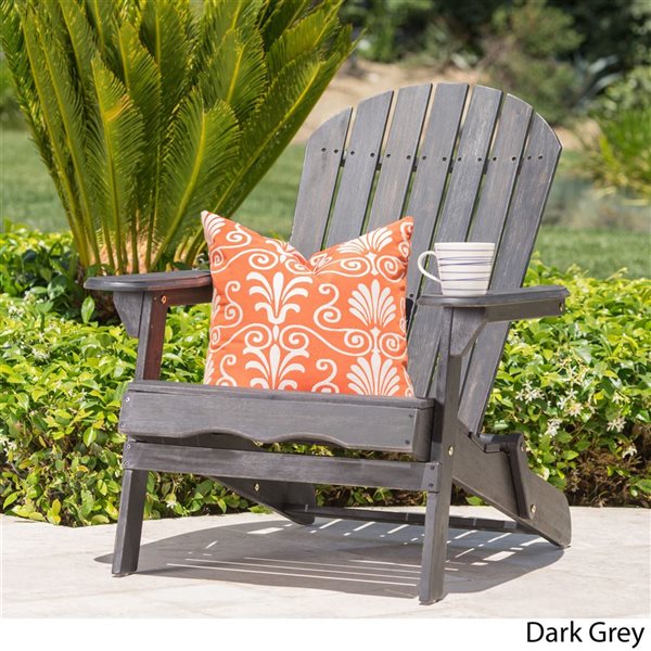 Cape Crack Malibu Dark Grey Wood Traditional Adirondack Chair