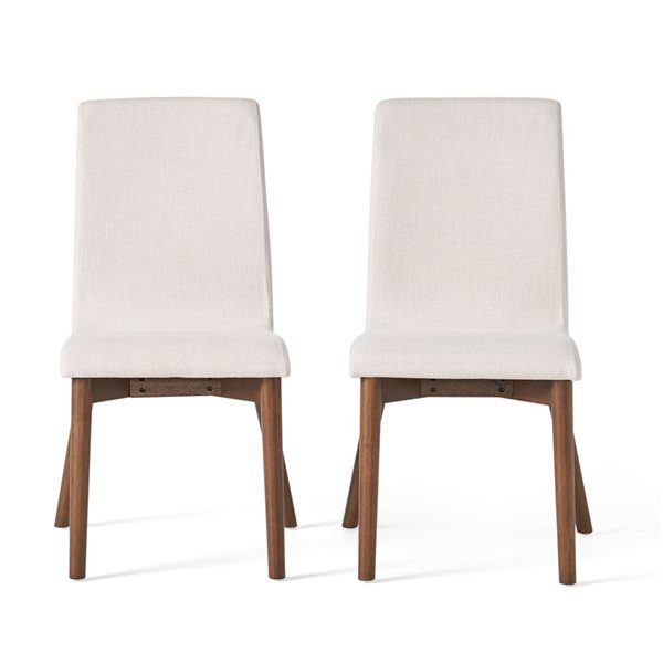 Cape Crack Walnut Wood Frame Light Beige Polyester Casual Contemporary/Modern Dining Side Chairs - Set of 2