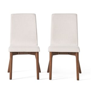 Cape Crack Walnut Wood Frame Light Beige Polyester Casual Contemporary/Modern Dining Side Chairs - Set of 2