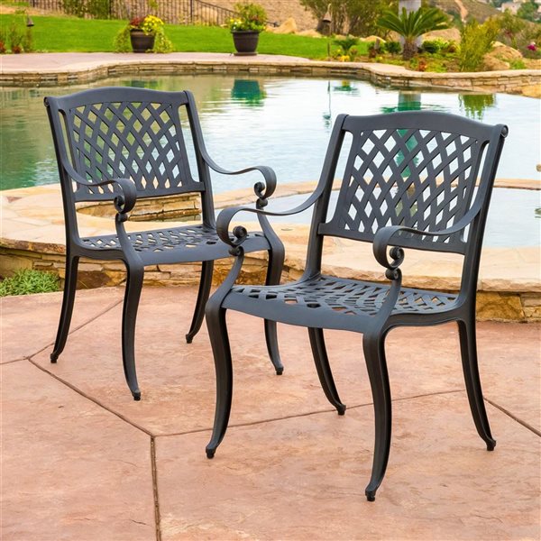 Cape Crack Black Metal Traditional Cayman Arch Mesh I Chairs - Set of 2