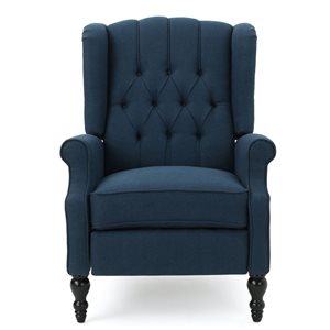 Cape Crack Dark Blue Wood Transitional Tufted Fabric Arm Chair Recliner