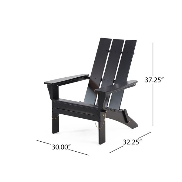 Cape Crack Zuma Black Wood Contemporary Foldable Adirondack Chair