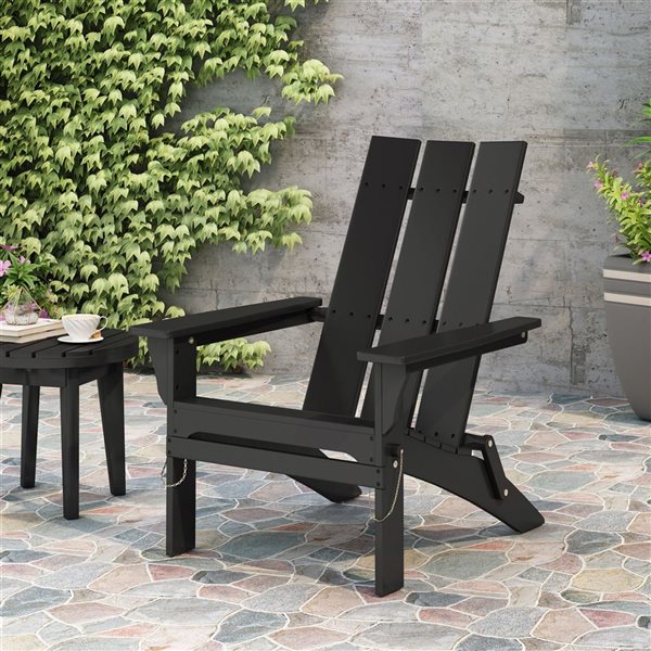 Cape Crack Zuma Black Wood Contemporary Foldable Adirondack Chair