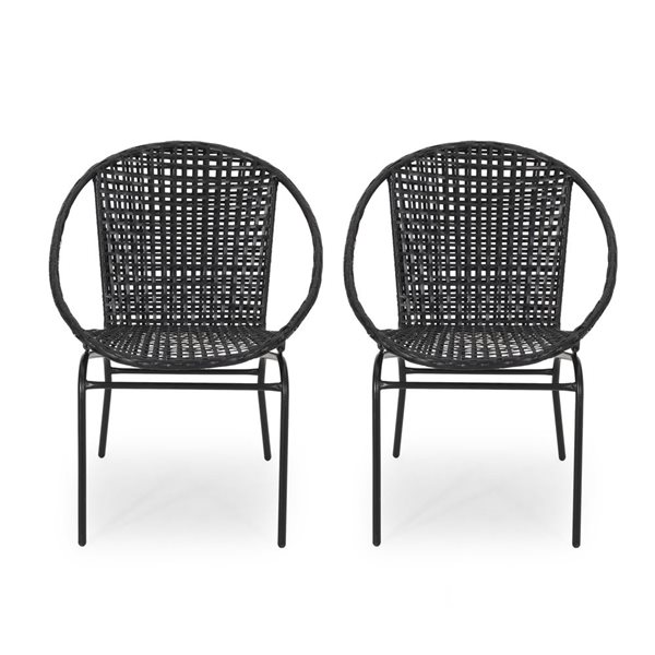 Cape Crack Java Black Rattan Contemporary Chairs - Set of 2