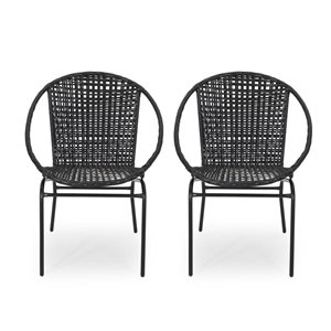 Cape Crack Java Black Rattan Contemporary Chairs - Set of 2