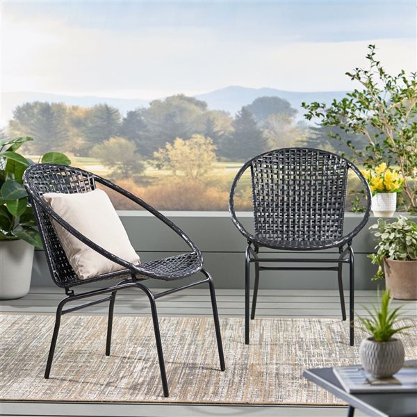 Cape Crack Java Black Rattan Contemporary Chairs - Set of 2