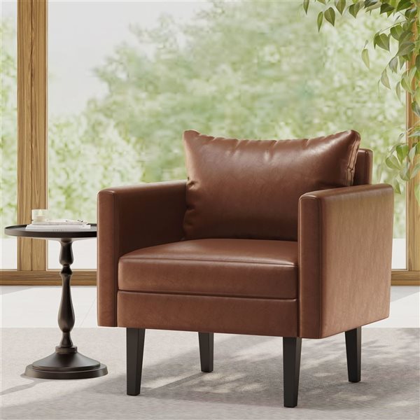 Cape Crack Light Brown Wood Contemporary Club Chair