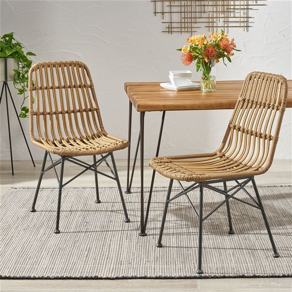 Cape Crack Sawtelle Light Brown Rattan Contemporary Chairs - Set of 2