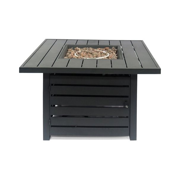 Cape Crack Liquid propane Black Iron Square Fire pit - 50000 BTUs