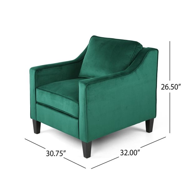 Cape Crack Green Velvet Wood Frame Contemporary Club Chair