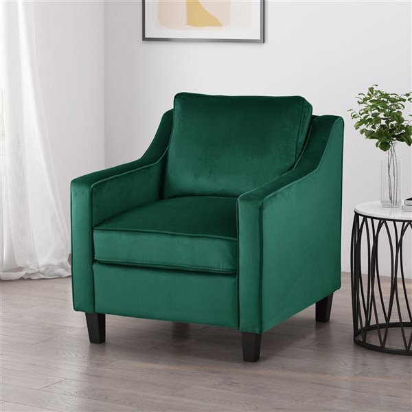 Cape Crack Green Velvet Wood Frame Contemporary Club Chair