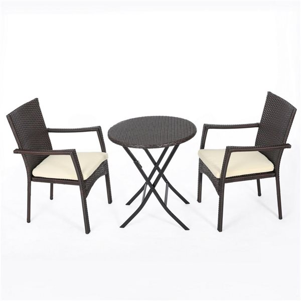 Cape Crack Brown Multi Rattan Traditional Elba Bistro Set