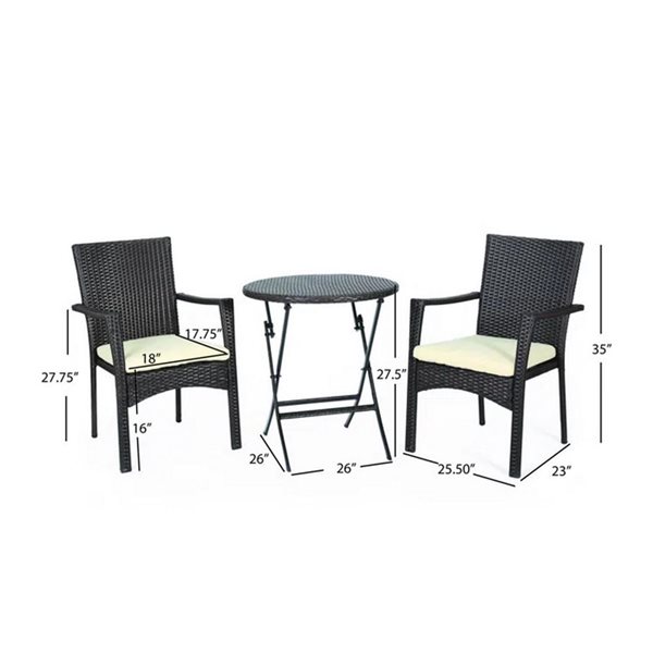 Cape Crack Brown Multi Rattan Traditional Elba Bistro Set