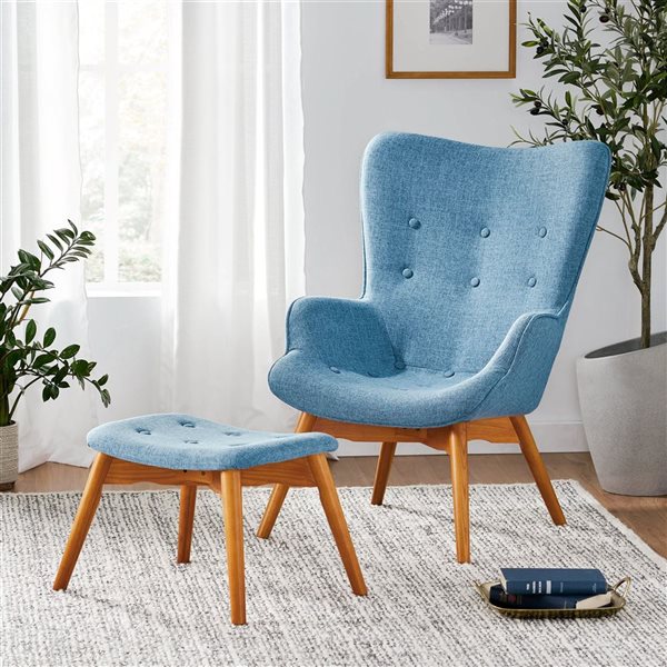 Cape Crack Blue Wood Contemporary Contour Chair