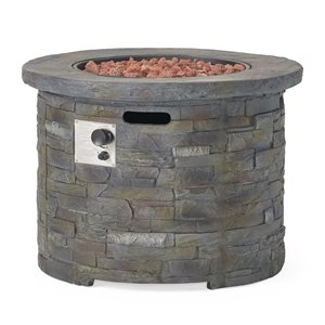 Cape Crack Liquid propane Stone Grey Concrete Round Fire pit - 40000 BTUs