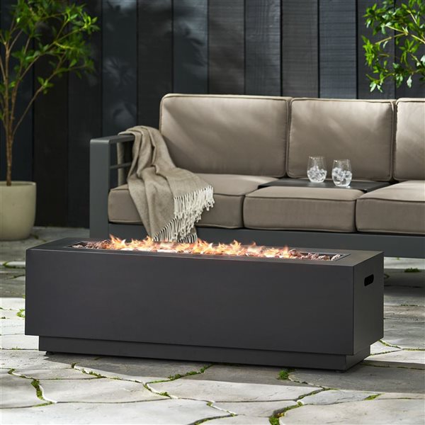 Cape Crack Liquid propane Dark Grey Iron Rectangle Fire pit - 50000 BTUs