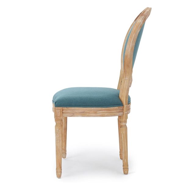 Cape Crack Weathered Wood Frame Teal Polyester Casual Traditional Dining Side Chairs - Set of 2