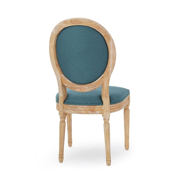 Cape Crack Weathered Wood Frame Teal Polyester Casual Traditional Dining Side Chairs - Set of 2