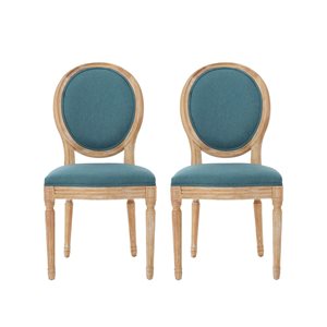 Cape Crack Weathered Wood Frame Teal Polyester Casual Traditional Dining Side Chairs - Set of 2