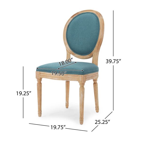 Cape Crack Weathered Wood Frame Teal Polyester Casual Traditional Dining Side Chairs - Set of 2