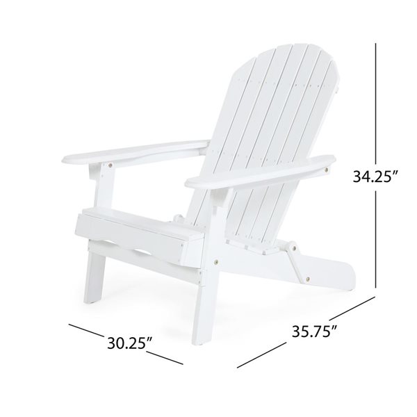 Cape Crack Malibu White Wood Traditional Adirondack Chair