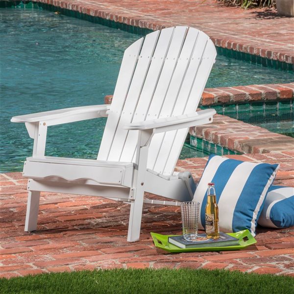 Cape Crack Malibu White Wood Traditional Adirondack Chair