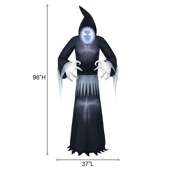 Occasions 8 H x 3-ft W Black and Grey Infinity Mirror Reaper Halloween Inflatable