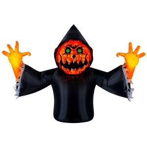 Occasions 5.5 H x 7-ft W Pumpkin Reaper with Swirling Lights Halloween Inflatable