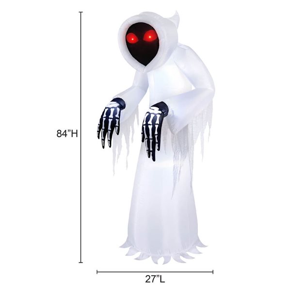 Faucheuse sans visage gonflable d’Halloween par Occasions 7 h. x 2,25 pi l. avec yeux lumineux