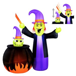 Occasions 5 H x 3.9-ft W Animated Witch with Cauldron Halloween Inflatable