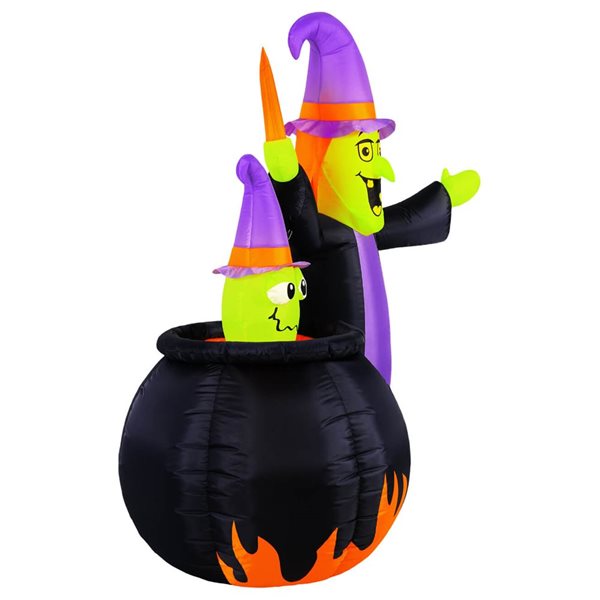 Occasions 5 H x 3.9-ft W Animated Witch with Cauldron Halloween Inflatable