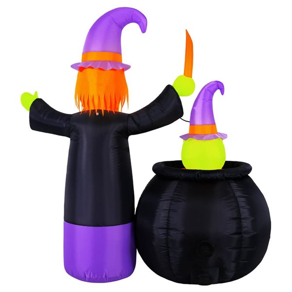 Occasions 5 H x 3.9-ft W Animated Witch with Cauldron Halloween Inflatable