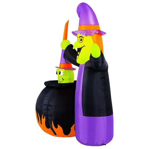 Occasions 5 H x 3.9-ft W Animated Witch with Cauldron Halloween Inflatable