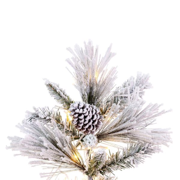 Vickerman 6.5-ft x 42-in Flocked Atka Pine Artificial Christmas Tree, 3 mm LED Colour Changing Lights