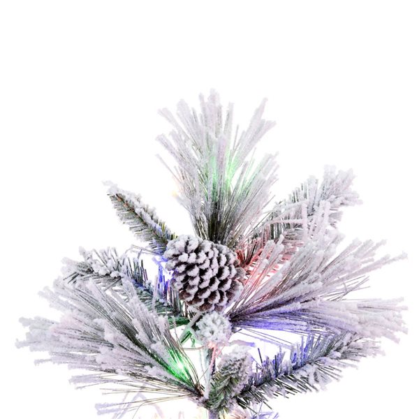 Vickerman 6.5-ft x 42-in Flocked Atka Pine Artificial Christmas Tree, 3 mm LED Colour Changing Lights