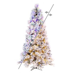 Vickerman 6.5-ft x 42-in Flocked Atka Pine Artificial Christmas Tree, 3 mm LED Colour Changing Lights