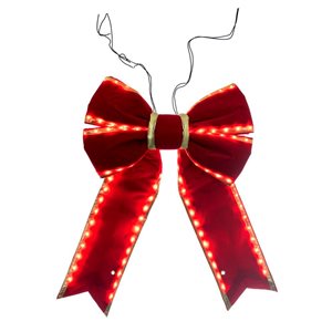 Vickerman 18-in x 23-in Red Velvet Gold Trim Outdoor Christmas Bow with UV Treated Material and Wire to Hang