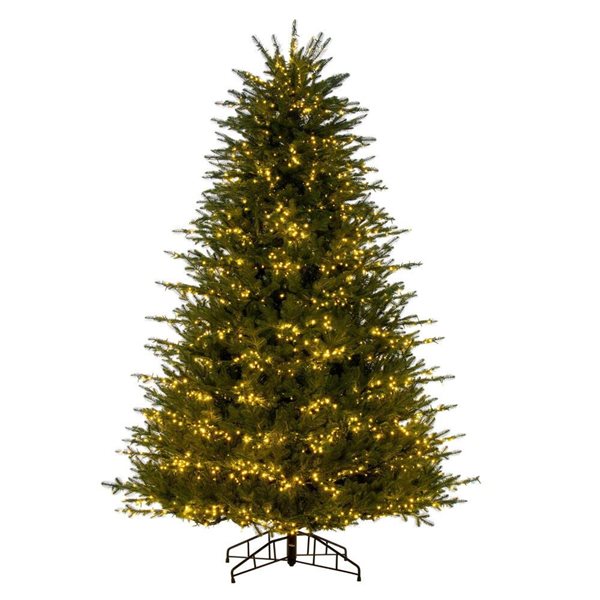 Vickerman 7.5-ft x 59-in Georgian Fraser Fir Artificial Pre-Lit Christmas Tree with Folding Metal Tree Stand